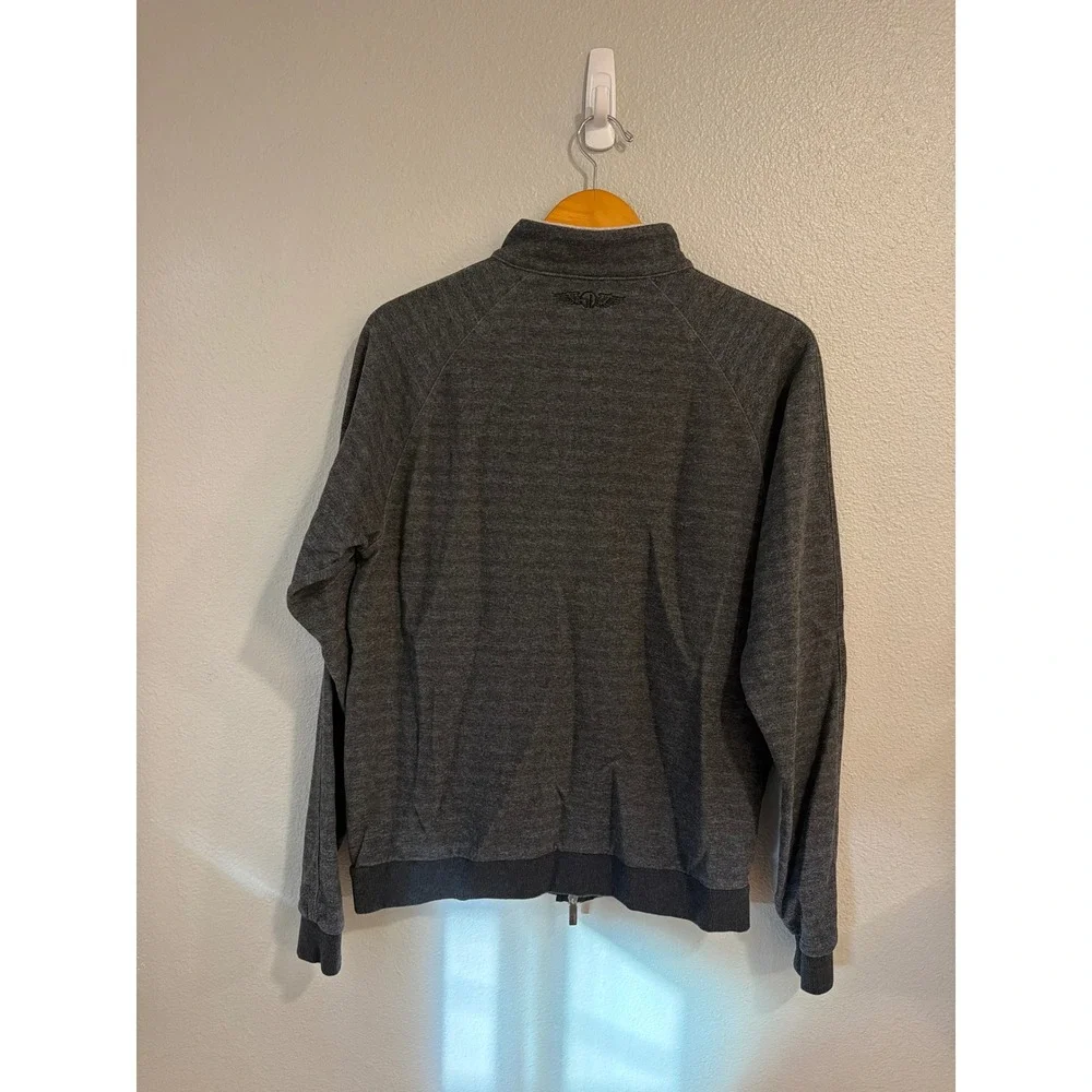 Straight Down Full Zip Sweater Mens Medium Gray Heathered Cotton Raglan Sleeve‎